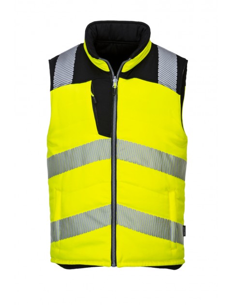 Portwest PW374 Hi-Vis Reversible Bodywarmer - Yellow Clothing